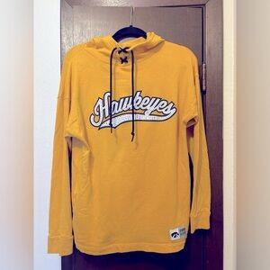 ••4/$20 CLOTHING SALE•• Love Pink Iowa Hawkeyes Yellow Hoodie Size Small